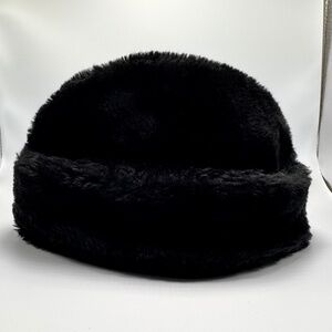 Vintage Men's Black Faux‎ Fur Cossack Hat 22"